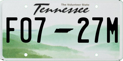 TN license plate F0727M