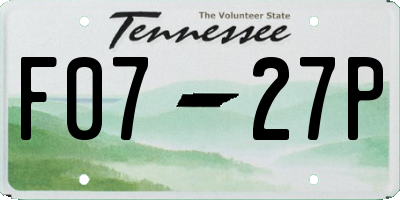 TN license plate F0727P