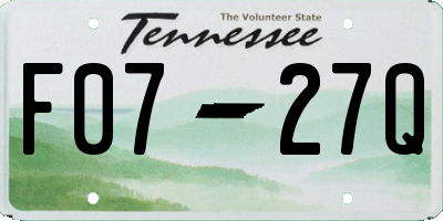 TN license plate F0727Q