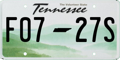 TN license plate F0727S