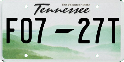 TN license plate F0727T