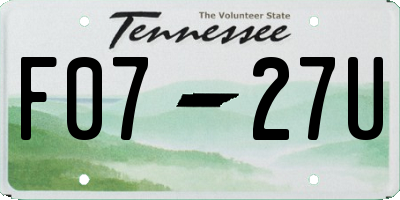 TN license plate F0727U