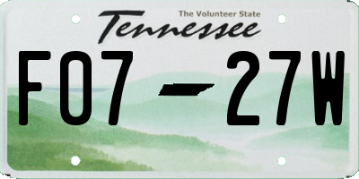 TN license plate F0727W
