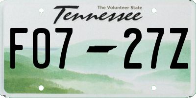 TN license plate F0727Z