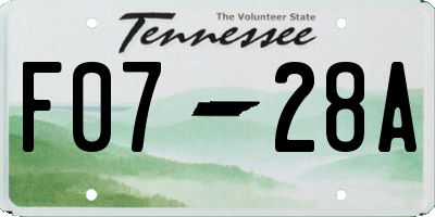 TN license plate F0728A