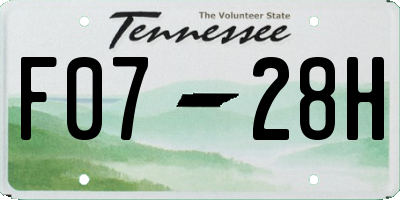 TN license plate F0728H
