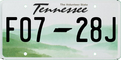 TN license plate F0728J
