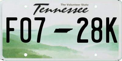 TN license plate F0728K