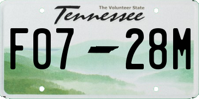 TN license plate F0728M