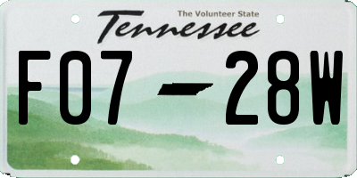 TN license plate F0728W