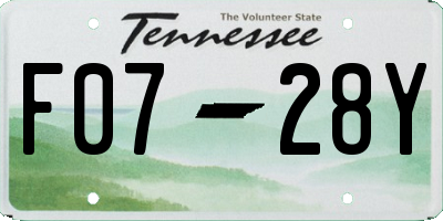 TN license plate F0728Y
