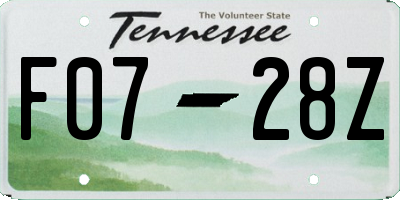 TN license plate F0728Z