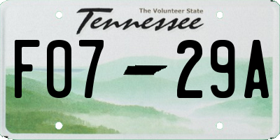 TN license plate F0729A
