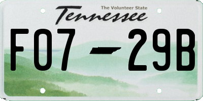 TN license plate F0729B