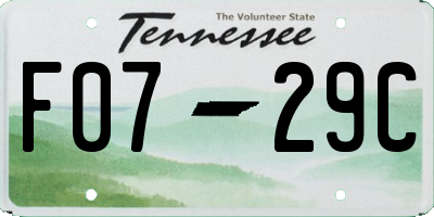TN license plate F0729C