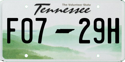 TN license plate F0729H