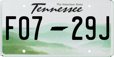 TN license plate F0729J