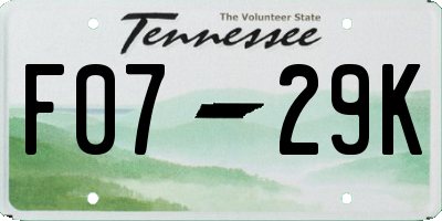 TN license plate F0729K