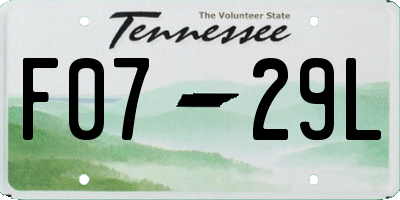 TN license plate F0729L