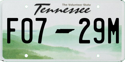 TN license plate F0729M