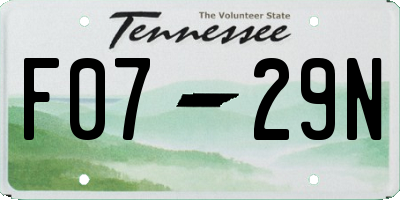 TN license plate F0729N