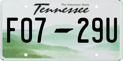 TN license plate F0729U
