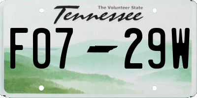 TN license plate F0729W