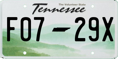 TN license plate F0729X
