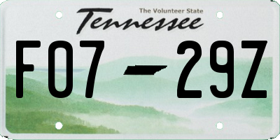 TN license plate F0729Z