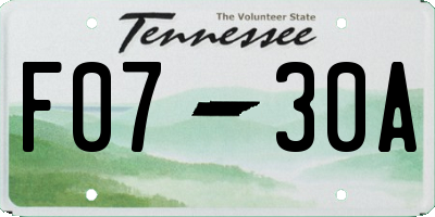 TN license plate F0730A