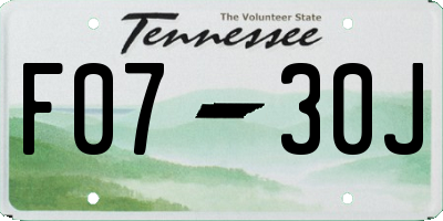 TN license plate F0730J