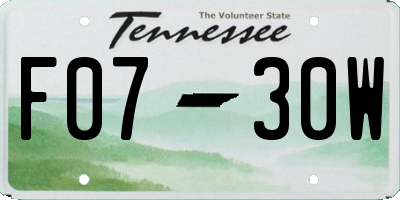 TN license plate F0730W