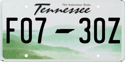 TN license plate F0730Z