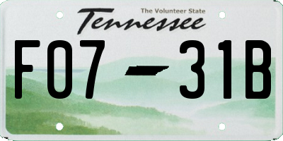 TN license plate F0731B