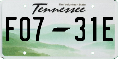 TN license plate F0731E