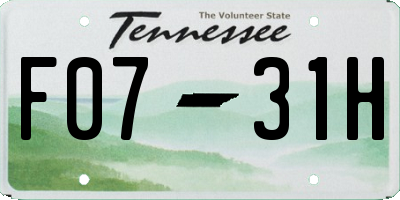 TN license plate F0731H