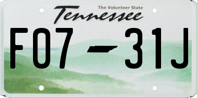 TN license plate F0731J