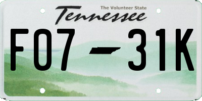 TN license plate F0731K