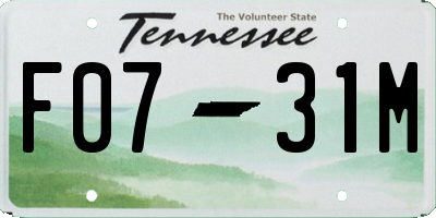 TN license plate F0731M