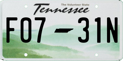 TN license plate F0731N