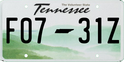 TN license plate F0731Z
