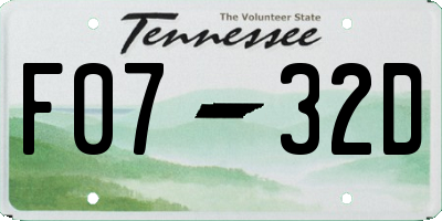 TN license plate F0732D