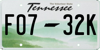 TN license plate F0732K