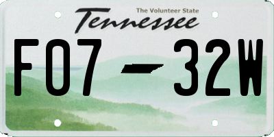 TN license plate F0732W