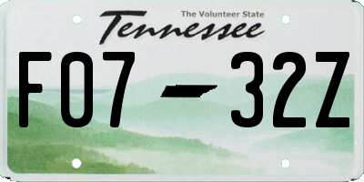 TN license plate F0732Z