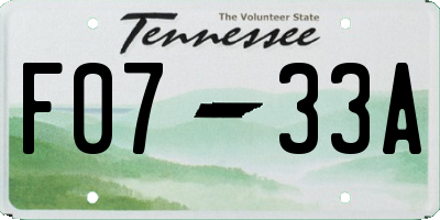 TN license plate F0733A