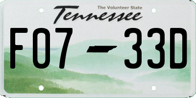 TN license plate F0733D
