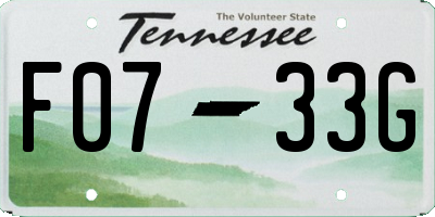 TN license plate F0733G
