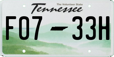 TN license plate F0733H