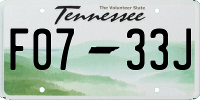TN license plate F0733J